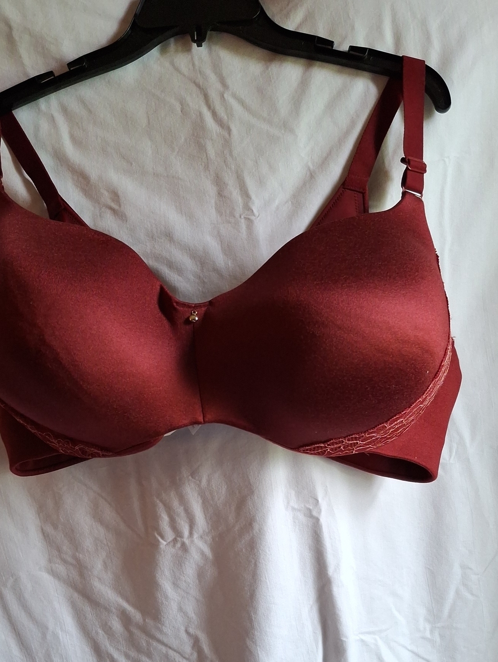 Cacique Smooth Underwire Balconette Bra - Deep Burgundy With Lace